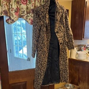 SHEIN Brown Leopard Print Teddy Jacket